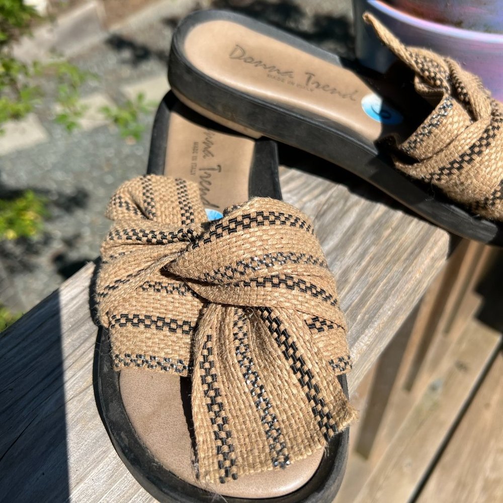 Soft Burlap Designer Slides, Donna Trend, Made in Italy, 6.5